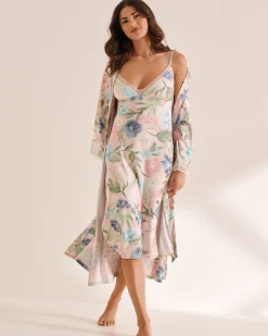 la Vie en Rose The Peachy Dream Collection|Nightshirts>Watercolor Flower Print Super Soft Nightie Watercolour Flowers