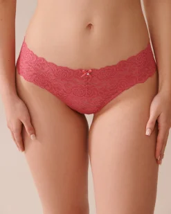 la Vie en Rose Thong>Wide Waistband Lace Thong Panty Watermelon Pink